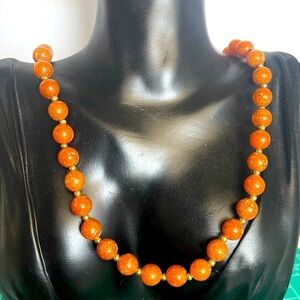 Authentic lucite beaded gold bead necklace